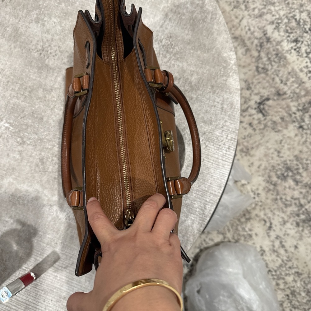 Michael Kors Tan Leather Handbag with Gold Accents - Picture 8 of 8